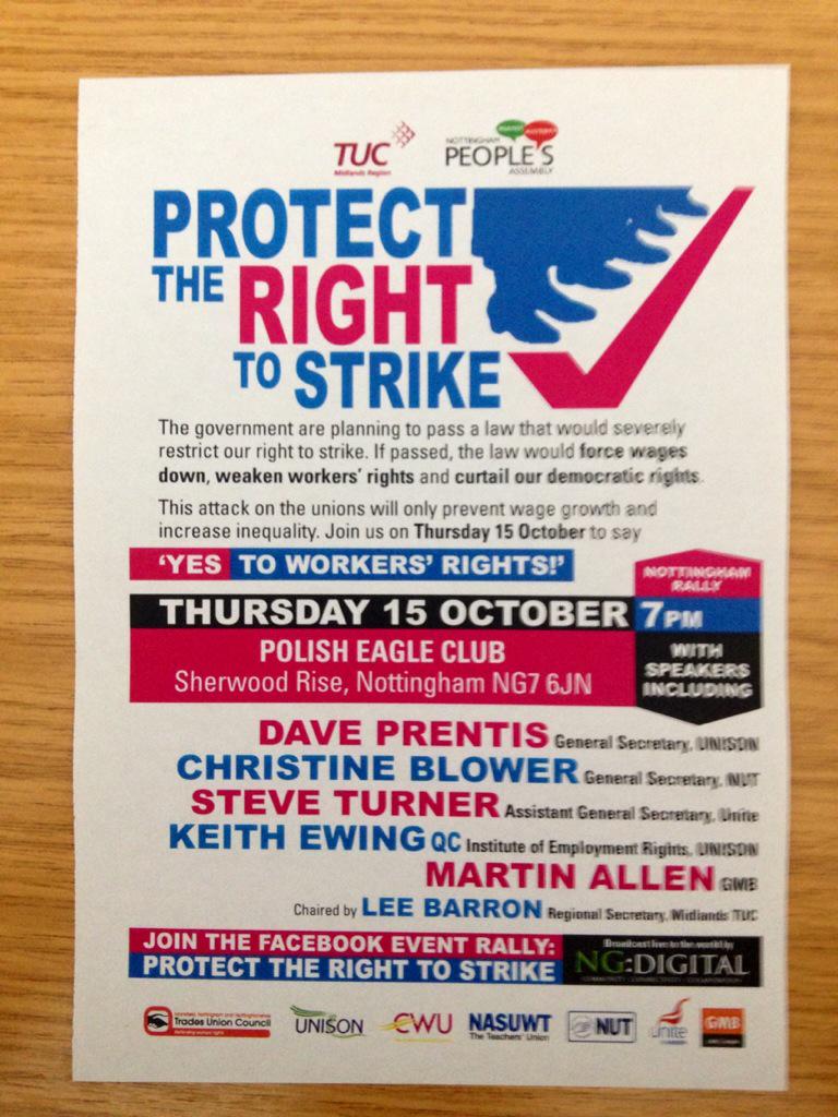 LRCEastMids's tweet photo. Please come along to this event on Thursday night. Let's defeat the Tory #TUBill together #Nottingham http://t.co/pkwqB7tYNP