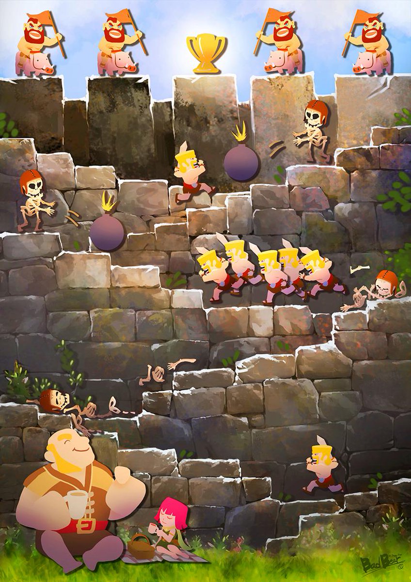 ClashofClans's tweet image. It's a long way to the top! 🏆

Art by Sang Hun In