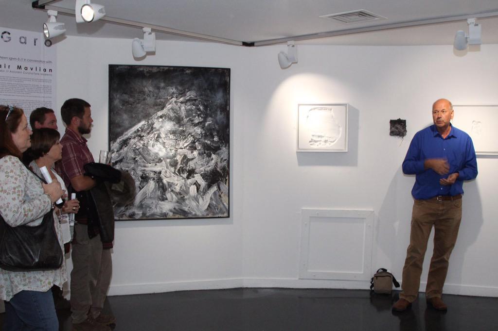 Sevangaro's tweet photo. Prof J Scourse opening the discussion between science/art, Ice Age, Glaciers, Geology &amp; Landscape at my exhibition http://t.co/dyPbW6iqWK