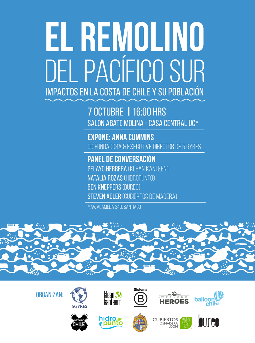 El remolino del Pacífico Sur, el impacto del #plastico en las costas de Chile.  #pacificosinplasticos Los esperamos!