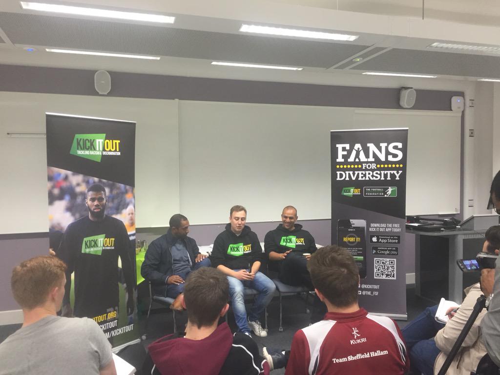 AnwarU01's tweet photo. The last stop on our @nonleaguedayuk roadshow, panel discussion @sheffhallamuni with its students and Sheffield FC http://t.co/LNbu4ySs8u