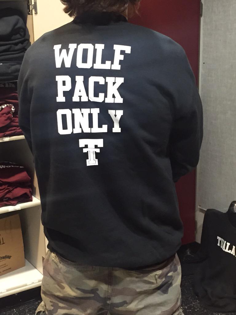 TuHS_Wolf_Den's tweet photo. Don't forget to pick up the "Wolf Pack Only" crew neck for $20 and crimson tee for $10! 🐾 #wolfpackonly http://t.co/aQSHwfu1iL