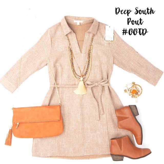 deepsouthpout's tweet image. For the office or for fun, this tan, tweed inspired dress works perfect for both! #OOTD #DSP #ForWorkOrPlay