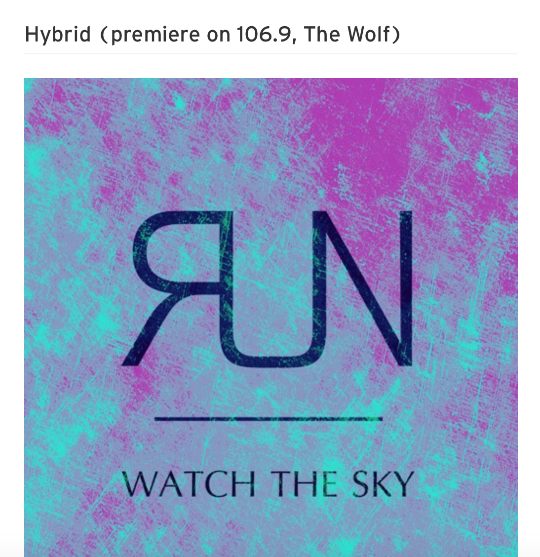 Yesterday <a href="/1069thewolf/">106.9 The Wolf</a> debuted <a href="/runbandmusic/">ЯUN</a> 's #Hybrid on #FreshTracks! Check it again: soundcloud.com/run-music-1/hy…