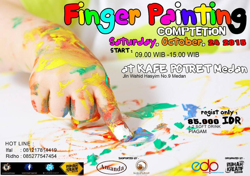 Open regist FINGER PAINTING competetion at kafe potret medan 24 oktober 2015,daftarkan anak dan keponakan ada segera