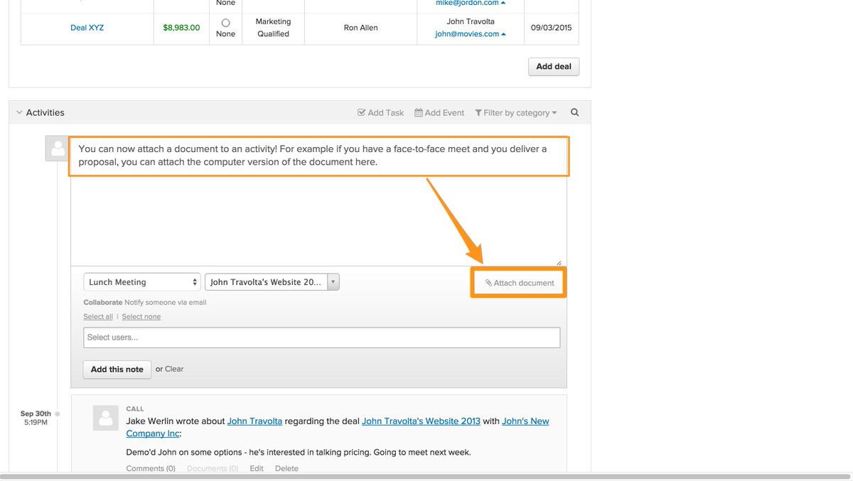 PLDsuccess's tweet photo. Attach docs to activity posts - docs are now relevant in the timeline.#sales #howtoCRM #saas #salestools @saassalesus http://t.co/z0fmpW4UD7