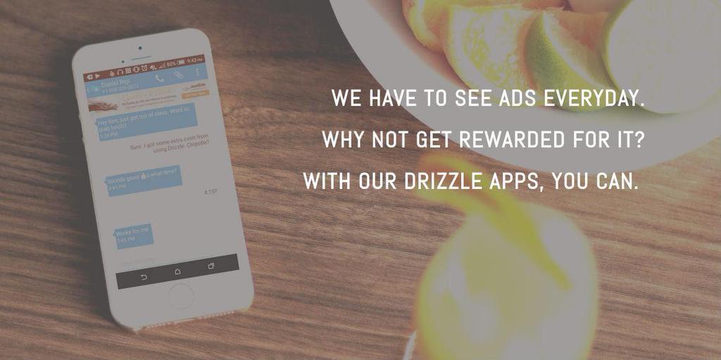 DrizzleApps's tweet image. Refer your friends for a chance to win even more #cash! 

Get paid to text w/ #DrizzleSMS ow.ly/RZG6D