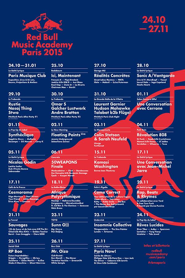 La programmation de la #RBMAparis qui pose drôlement sa patte sur notre fin d'année.