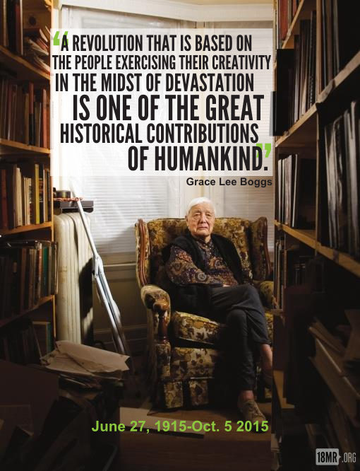 18millionrising's tweet photo. We lost a giant today. Rest in peace &amp; power, Grace Lee Boggs. http://t.co/xPWV8tJ8ij