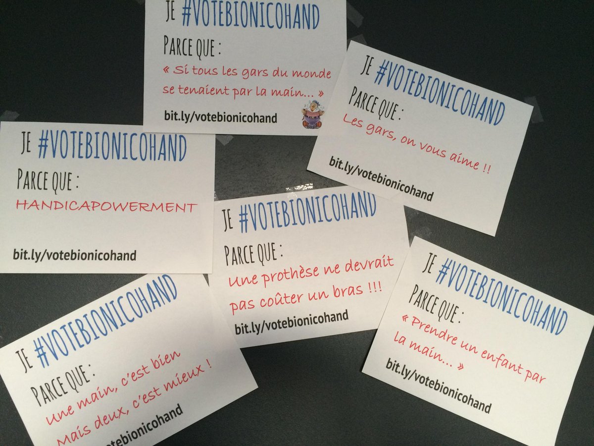 emmanuellepaul's tweet photo. Je #votebionicohand pour toutes ces raisons. Plus que 2 jrs pour que vous en fassiez autant!! http://t.co/4ULWYbdraH http://t.co/qscVmls649