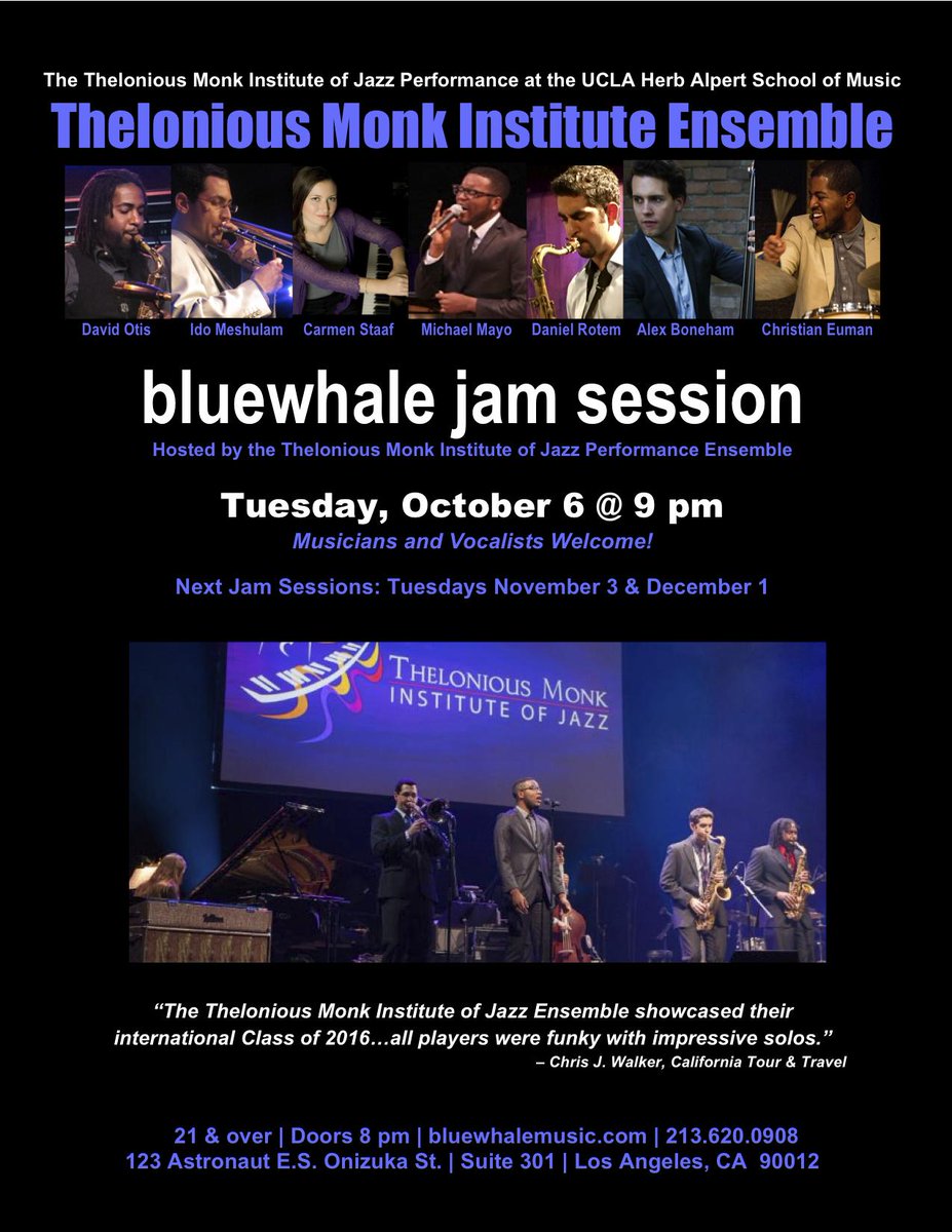 HancockInst's tweet image. Our college students are back in action at their 1st @bluewhalemusic jam of the new school year tomo, Oct 6