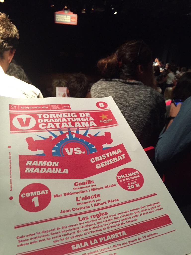 Proscenium_ES's tweet image. Mucha expectación para ver la 1a ronda del 5o torneo de dramaturgia: R.Madaula VS C. Genabat #torneigTA #oasiTA