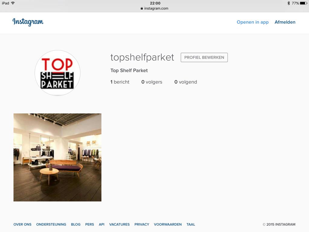 volg ons nu ook op instagram <a href="/topshelfparket/">Top Shelf Parket</a>