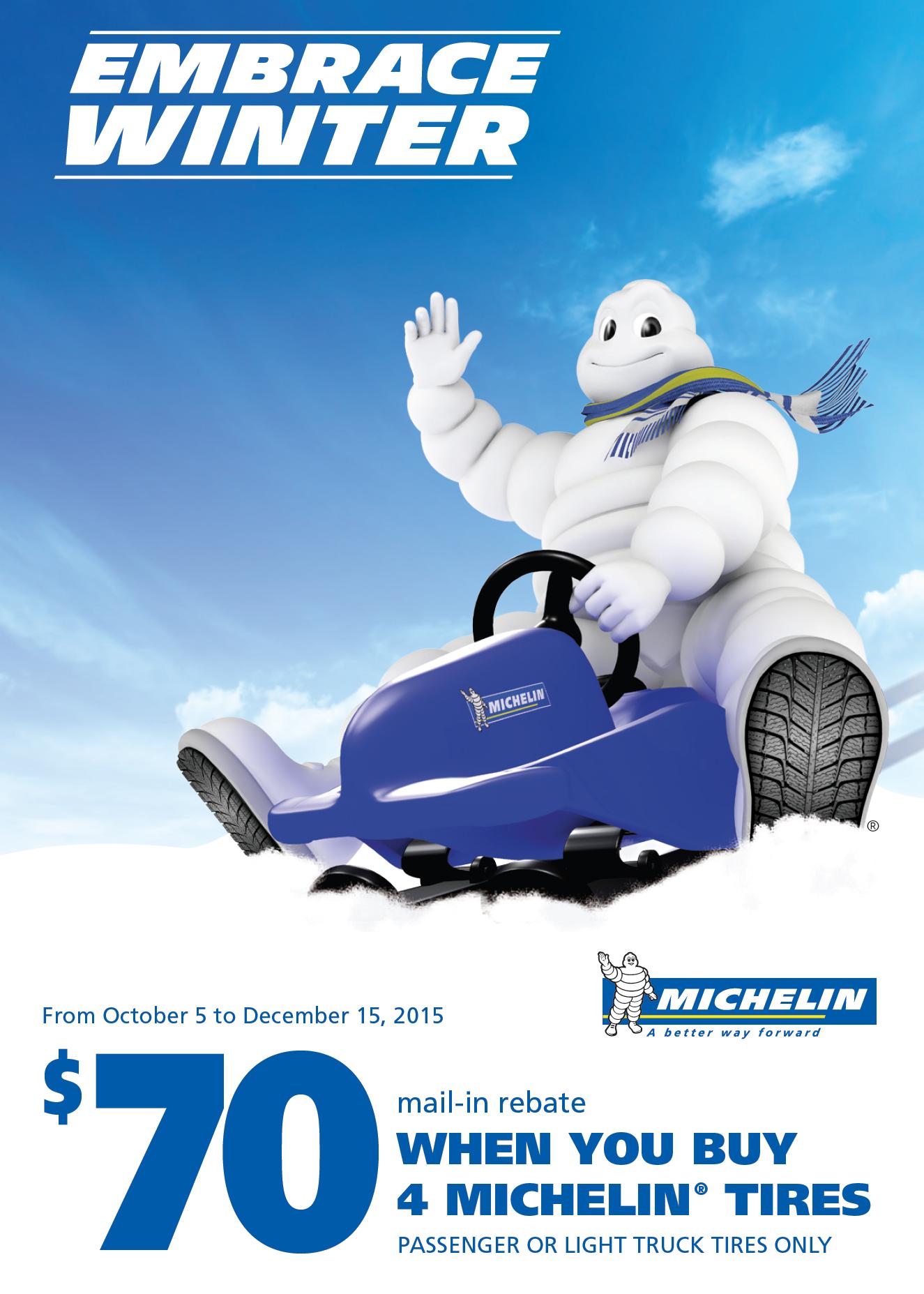 tempo Vegen meer Titicaca Westminster Toyota on Twitter: "#Michelin Tire Rebate on NOW! Purchase 4  participating tires from Oct 5-Dec15, 2015 + receive a $70 Mail-in Rebate!  http://t.co/13vfzp0VGe" / Twitter