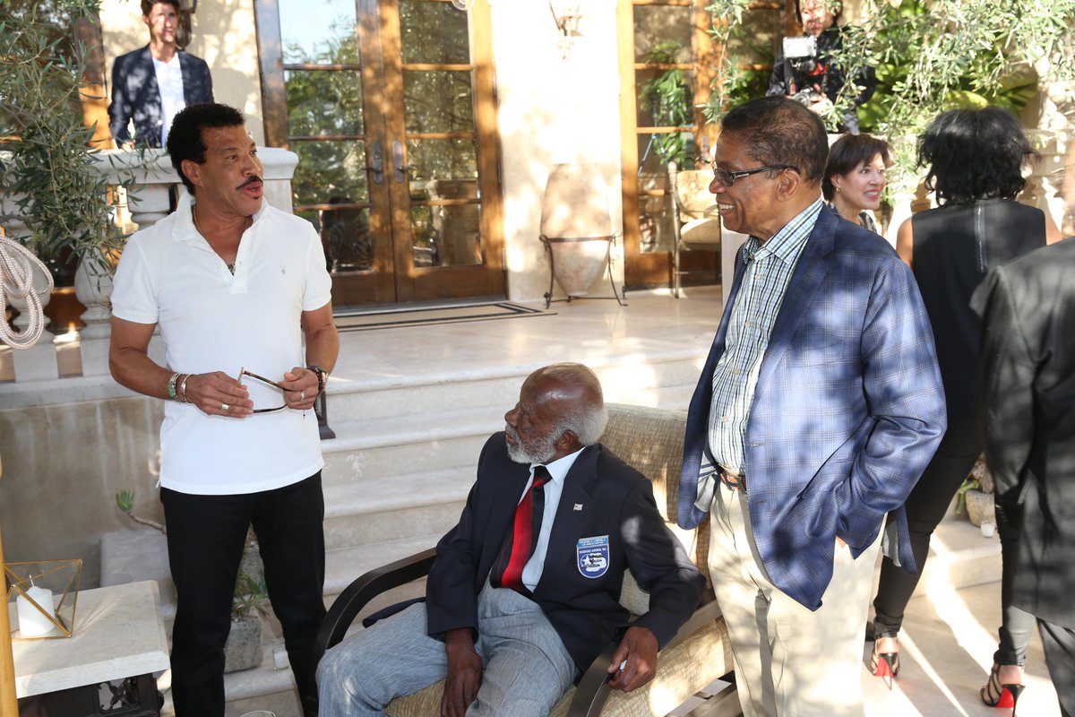 Lionel Richie &amp; Herbie Hancock with Lt. Col. Ted Lumpkin @ "The Tuskegee Airmen" screening. tuskegeemovie.com