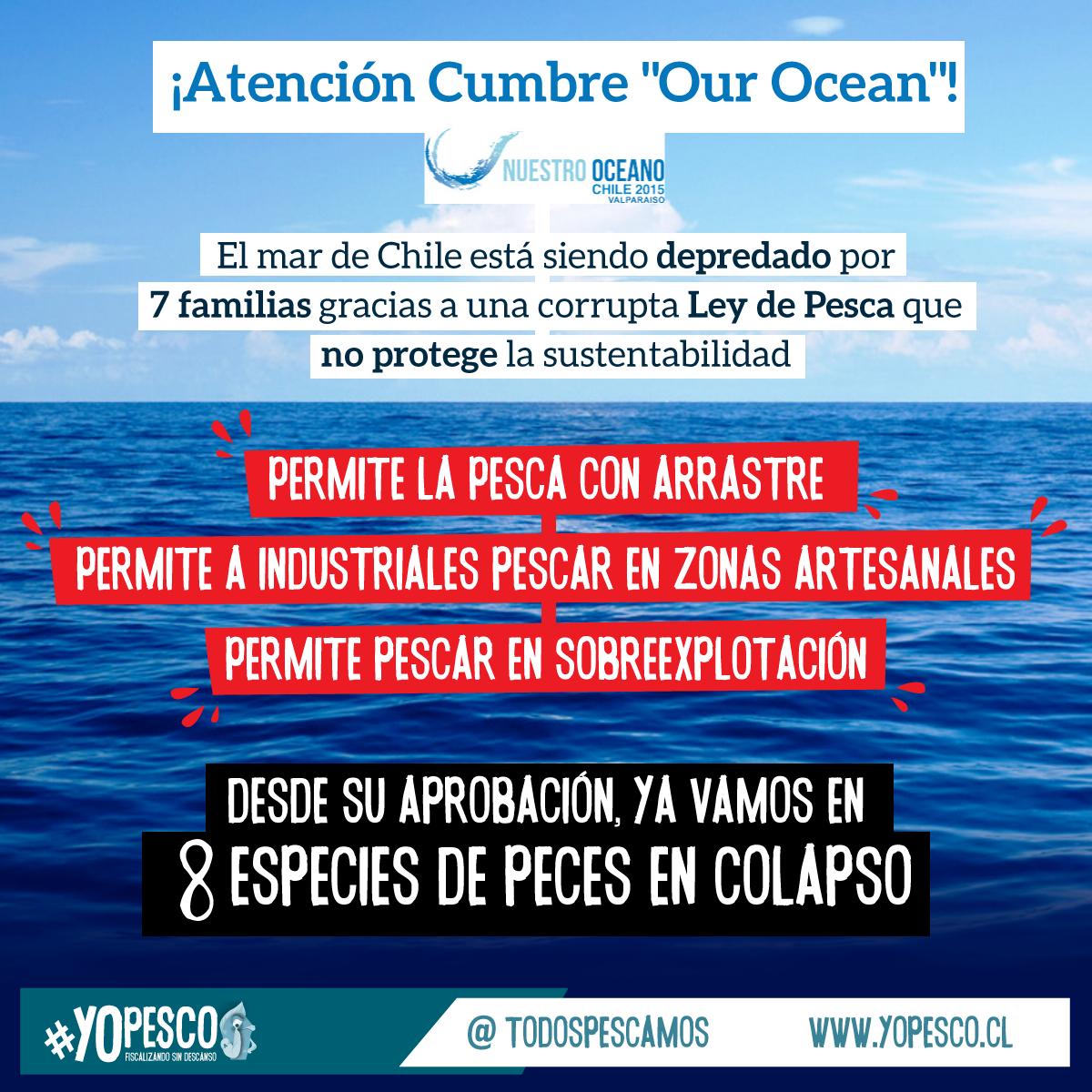 No se protege el océano con una #LeydePesca q permite Pescar con Arrastre y lleva 8 especies en colapso #OurOcean2015