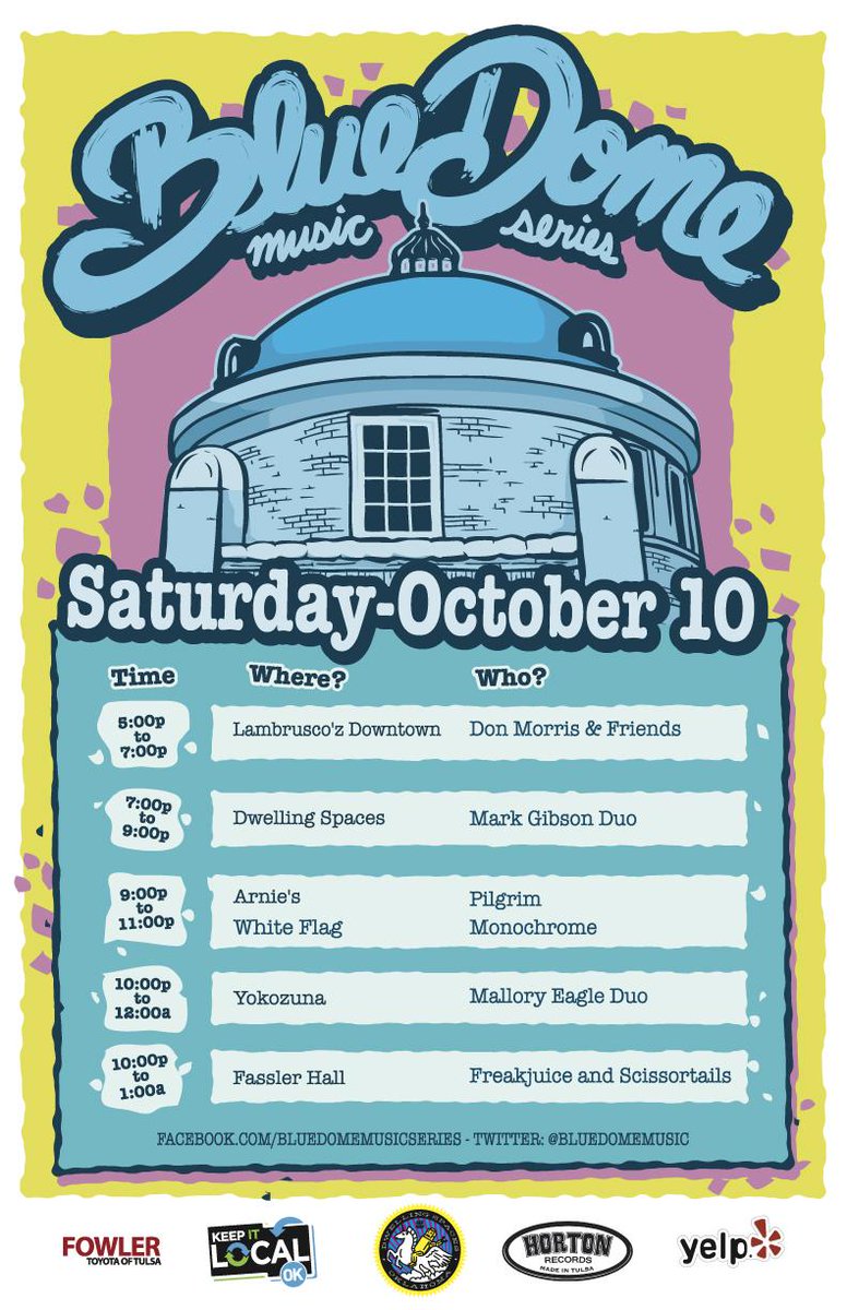 BlueDomeMusic's tweet photo. Last series of the year! So don't miss this lineup Saturday! http://t.co/iijSQQSUzn