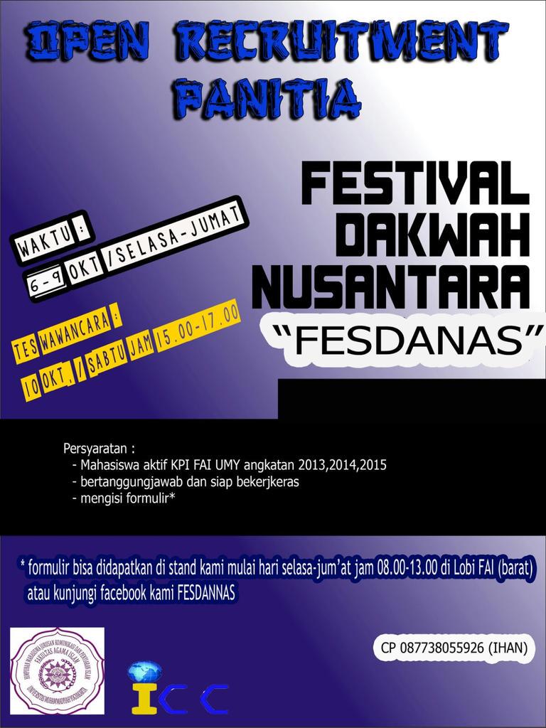 Yuk, gabung di kepanitiaan Festival Dakwah Nusantara ^^ cc: @festivaldakwah