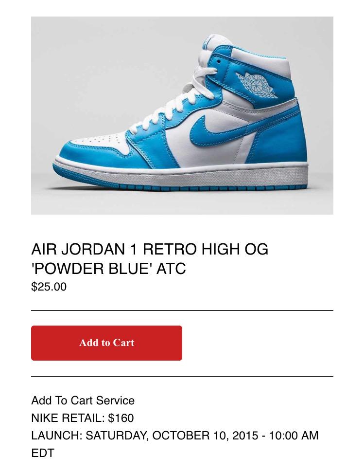 OutofLineClub's tweet image. AIR JORDAN 1 RETRO HIGH OG 'POWDER BLUE' ADD TO CART IS NOW AVAILABLE outoflineclub.com