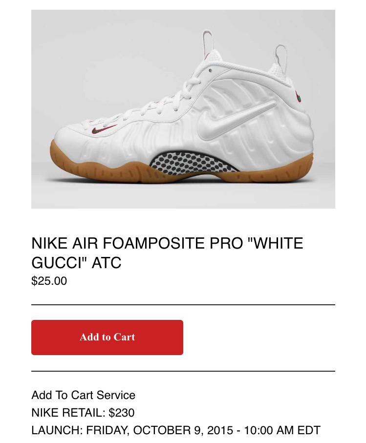 OutofLineClub's tweet image. NIKE AIR FOAMPOSITE PRO "WHITE GUCCI" ADD TO CART SLOTS ARE NOW AVAILABLE outoflineclub.com