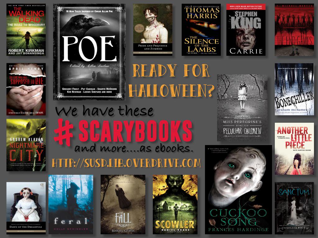 SunnyLibrary's tweet image. It is that time again,for #scarybooks and hiding under covers.  We have these books and more, available as ebooks!
