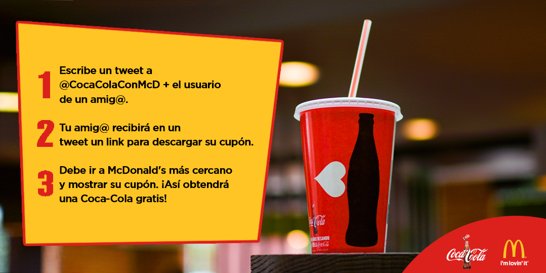 CocaColaMx's tweet photo. ¿Quieres invitarle a todos tus amigos una Coca-Cola en McDonald's? Sólo sigue estos pasos 👇#CocaColaConMcD http://t.co/bEy5XcYvtG