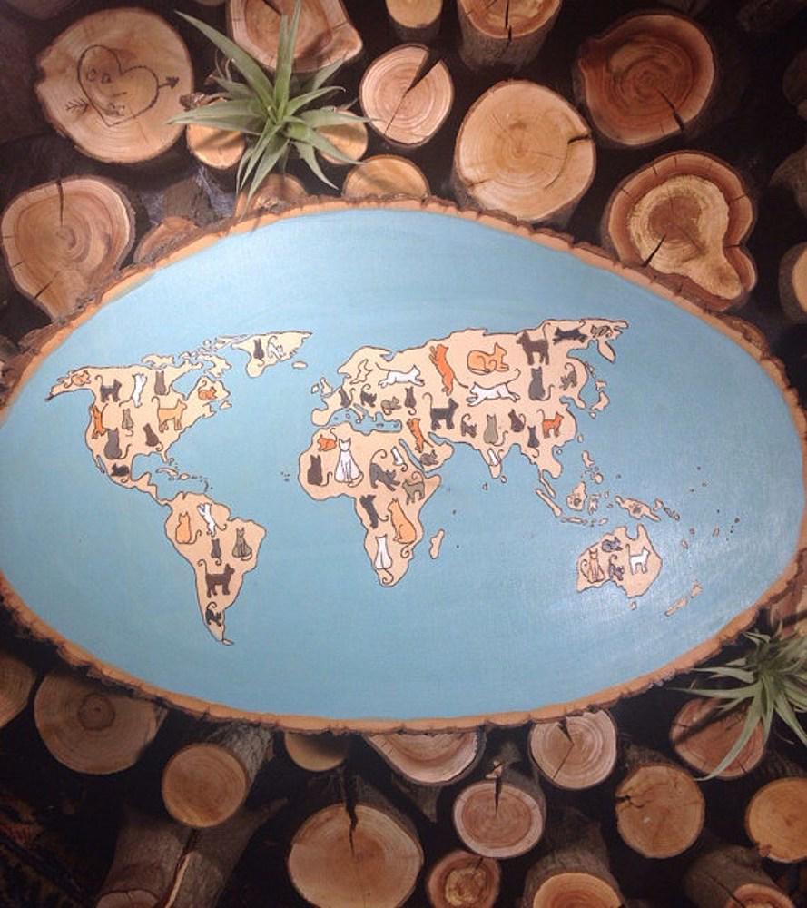 Artfire's tweet photo. The #cats of the world! Perfect addition to any cat lovers wall. By The Pastel Pug http://t.co/R93uCh6SVL #WoodArt http://t.co/MBJBSh6LK8