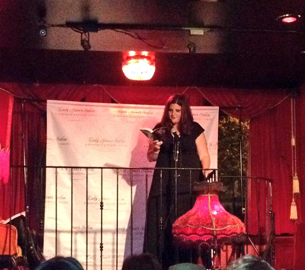 BerkleyRomance's tweet photo. .@JasindaWilder reading from #MadameX at @ladyjanessalon! http://t.co/j9wgck4VxE