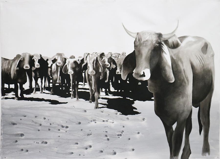 fireworks_art's tweet photo. #PatHoffie's introduced species looking great next to #IanWaldron's cattle and horses! Showing now! #bneart http://t.co/z0jq1Gh3JM