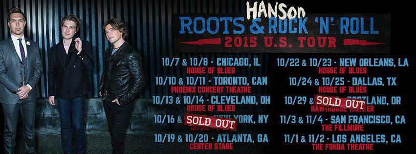 Hanson Roots and Rock N Roll tour dates