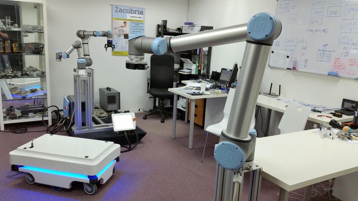 All stars gathered in one constellation
UR10 &amp; Robotiq force sensor
MiR mobile robot.
UR3
UR5 &amp; Robotiq 2F-85 gripper