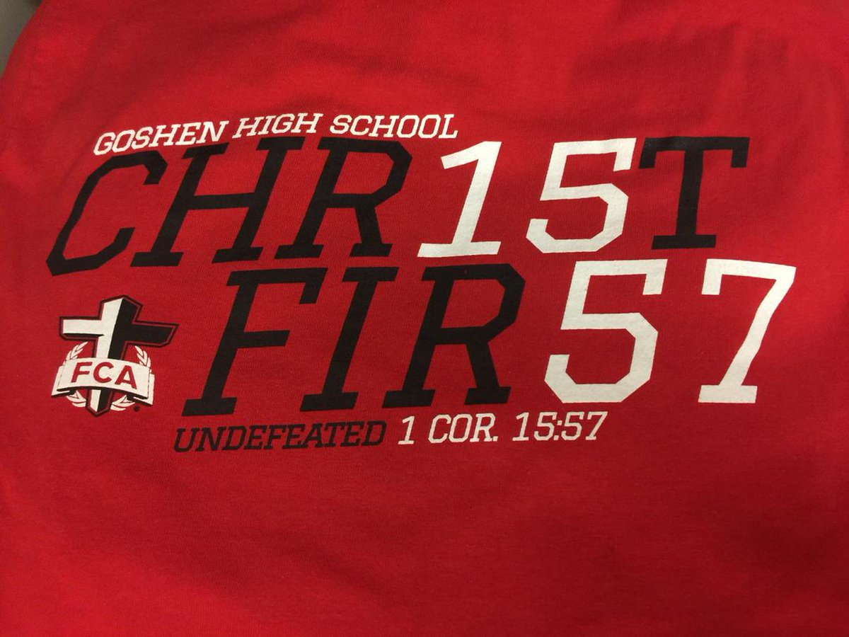 GoshenhsFCA's tweet photo. Don't forget to pick up your Goshen HS FCA shirt. See Coach Krebs if you are interested. #NotAshamed #victory http://t.co/B6MAF2dnSZ