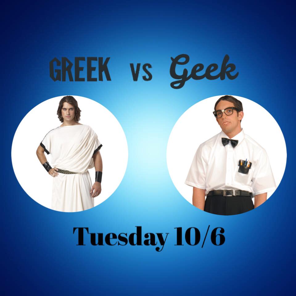 lakesideasb's tweet photo. What will you be tomorrow? A greek, or a geek? #GREEKWEEK2015. 👘👓 http://t.co/PrcJMfX8XX