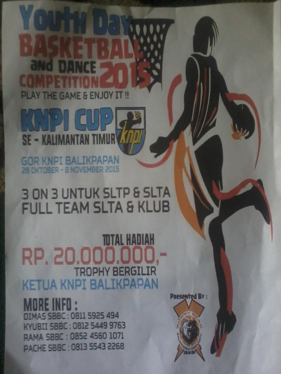 sbbckaltim1's tweet photo. @sman2bpn @SmansaBpn @smagabpn @sma4bpn @smkn3bpn @SMP1Balikpapan @info_bpp Basketball &amp; Dance Competition KNPI CUP http://t.co/zZu17gt70U