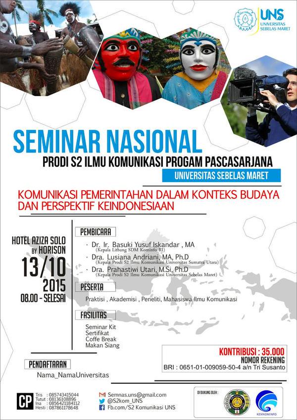 S2Kom_UNS's tweet photo. ikuti seminar Nasional Komunikasi | 13.10.15 |08.00-selesai| Azizah hotel solo @EraKomunikasi  @aspikom http://t.co/SiHBDwSdTj