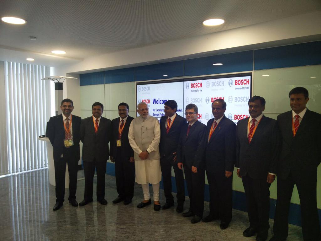 PMOIndia's tweet photo. Bosch welcomes PM @narendramodi. http://t.co/oGZT7dUgQW