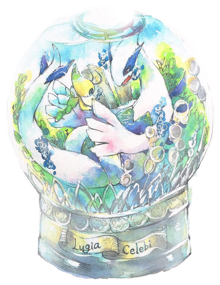 pokemon (creature) no humans bird solo flower traditional media animal focus  illustration images