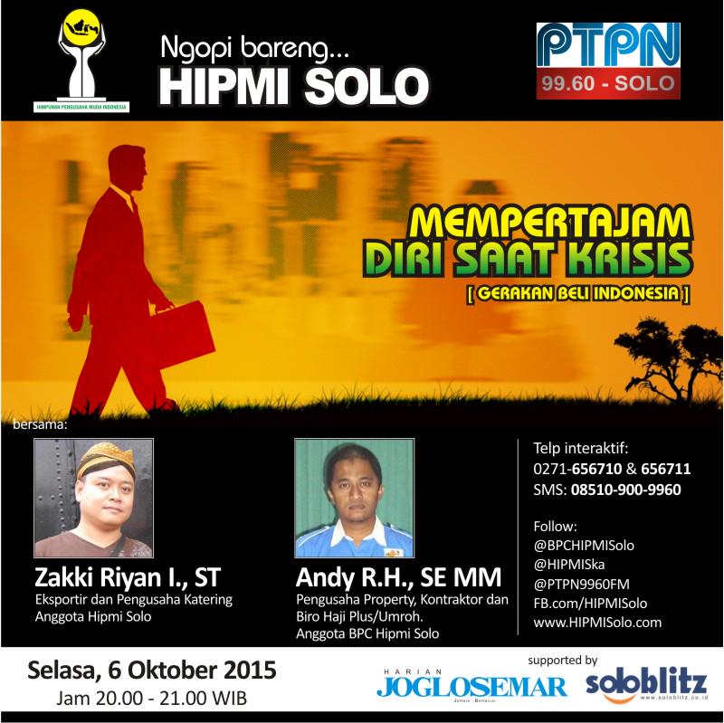 Ngopi Bareng #HIPMISOLO: "Mempertajam Diri Saat Krisis". Staytune @ptpn9960fm malam ini pk 20.00.
