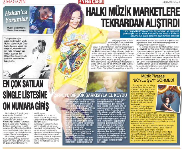 hakancayorumlar's tweet image. Bugün Yeni Çağrı Gazetesindeki müzik köşemde @DemetAkalin &apos;i yazdım. Halkı Müzik Marketlere Tekrardan Alıştırdı