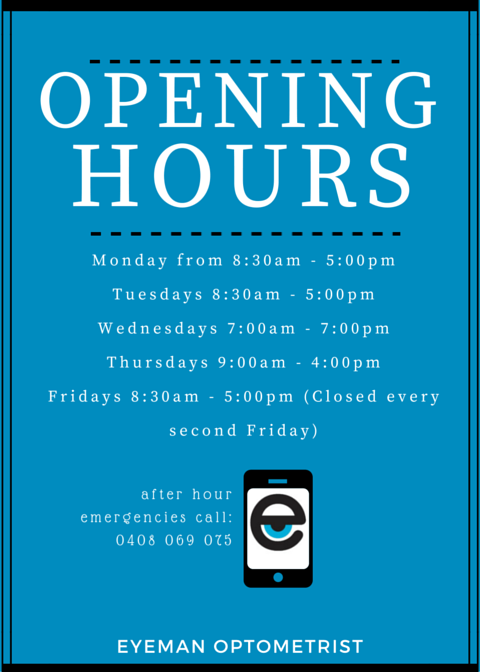 EyemanOpt's tweet photo. Take note of our new #openinghours! Taking effect as of 21/10/15!! 
#Mixingitup #Eyeman #Newstead http://t.co/4nAAwvJo7G