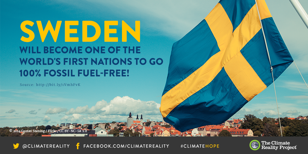 This is huge! Sweden will become one of the world's first nations to go 100% fossil fuel-free.