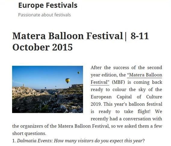 #Matera Balloon Festival is in the list of the most important European events. Thank you @eventsfesti1