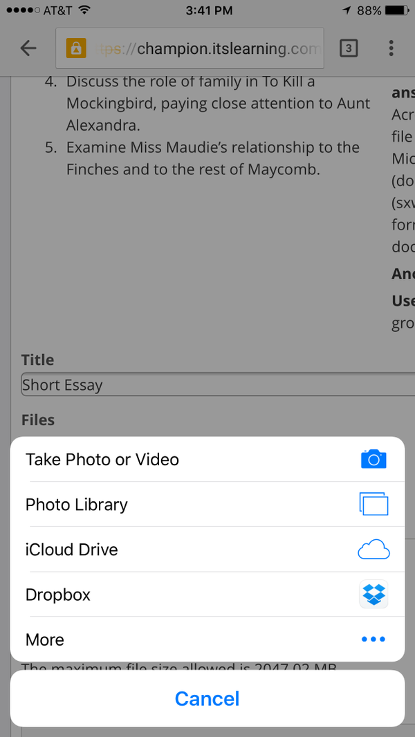 Tips &amp; Tricks Tuesday! iOS9 gives you more options when submitting work on #itslearning assignments. Thanks #Apple!