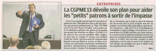 Marie2Bury's tweet photo. "La Provence" fait paraître un article concernant la présentation du plan TPE/PME de la #CGPME13 en faveur de... http://t.co/ssRnHob1AN