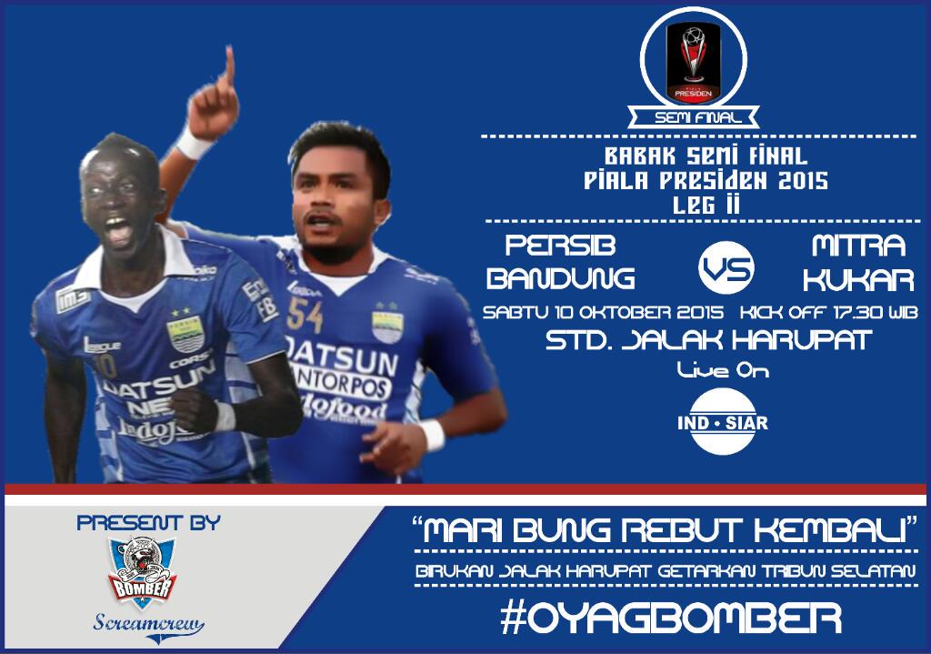 _screamcrew's tweet photo. Next Match | PERSIB vs Mitra Kukar | 10 Okt 2015 | STD. Jalak Harupat | Kick Off 17.30 WIB | Live @IndosiarID | http://t.co/0HW4BESrDL