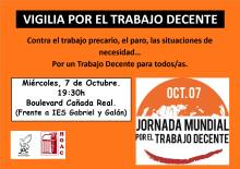 Vigilia por un trabajo decente en  Plasencia