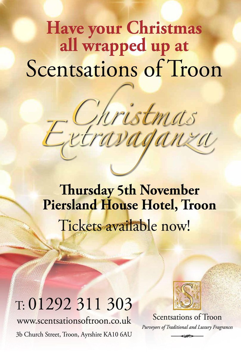 Book your tickets now for Scentsations of Troon Christmas event at Piersland House Hotel on Thursday 5th November.
