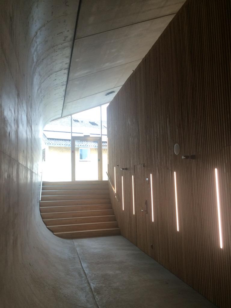 AnneKnock's tweet photo. Visited Gammel Hellerup Gymnasium in Copenhagen. Designed by Bjarke Ingolls #scilvisiontour15 http://t.co/KMuIf3VGnu