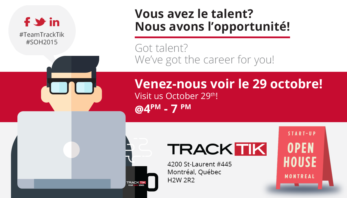 TrackTik's tweet photo. Mark your calendar for this year's Startup Open House! #TeamTrackTik #SOH2015 http://t.co/WlIsvyQJmd