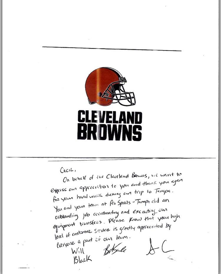 protransportFL's tweet photo. We love a good #testimonial, how about y'all?  #Protransport #NFL @Browns #Cleveland #football #thankyou http://t.co/HZ8eOdIjOG